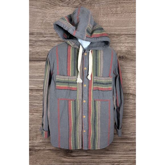 BDG Urban Outfitters Mens Shirt Blanket Jacket Sz M Heavy Flannel Hooded Shacket - Picture 3 of 10